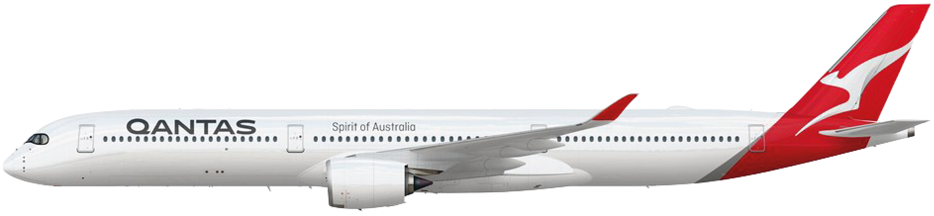 Airbus A350-1000ULR in Qantas livery, side profile